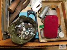 Lot of Tools & Parts Flashlight Funnel Tin Snips Battery Terminal Cleaner