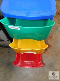 Lot of 2 Plastic Storage 3 - Drawer Containers on Casters
