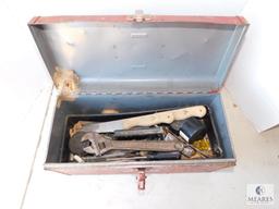 Metal Toolbox with Lot of Tools Sockets Adjustable Wrenches +
