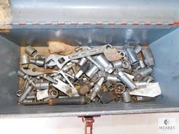 Metal Toolbox with Lot of Tools Sockets Adjustable Wrenches +