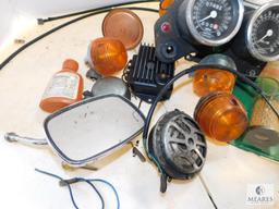 Lot of Various Motorcycle Parts Speedometer & Tach Headlight Turn Signals