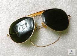 Vintage Avaiator Glasses Gray Lens Gold Tone Frame