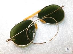 Vintage Avaiator Glasses Gray Lens Gold Tone Frame