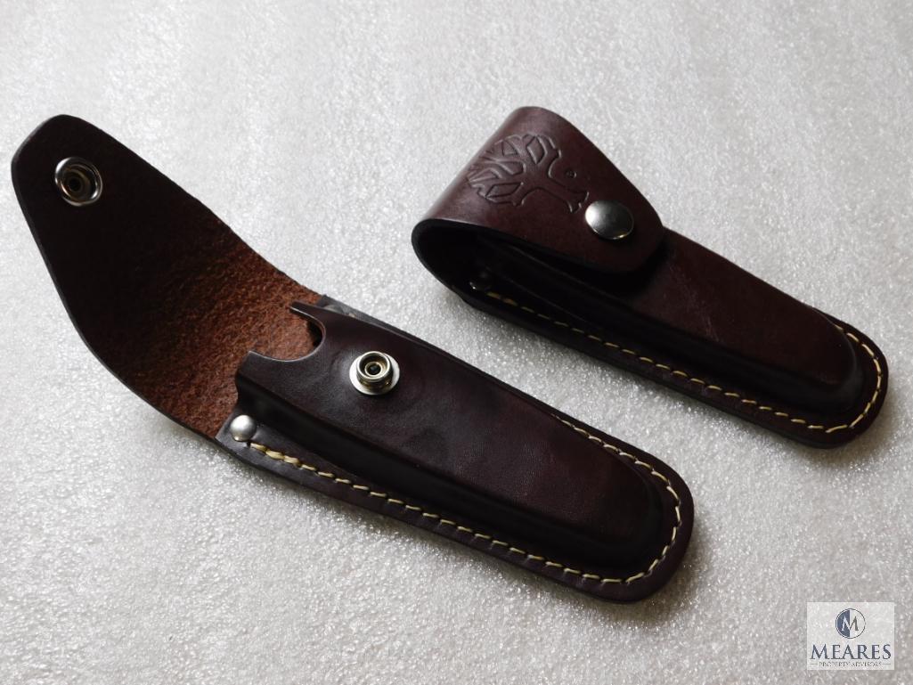 2 New Boker Leather Knife Cases for 4" Folders