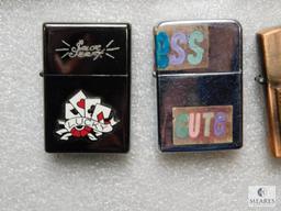 Lot 5 Collectible Refillable Lighters Zippo Style (None are Zippo Brand)