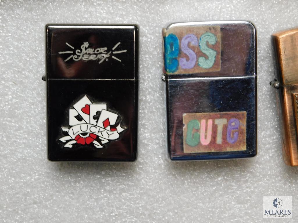 Lot 5 Collectible Refillable Lighters Zippo Style (None are Zippo Brand)
