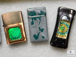 Lot 5 Collectible Refillable Lighters Zippo Style (None are Zippo Brand)