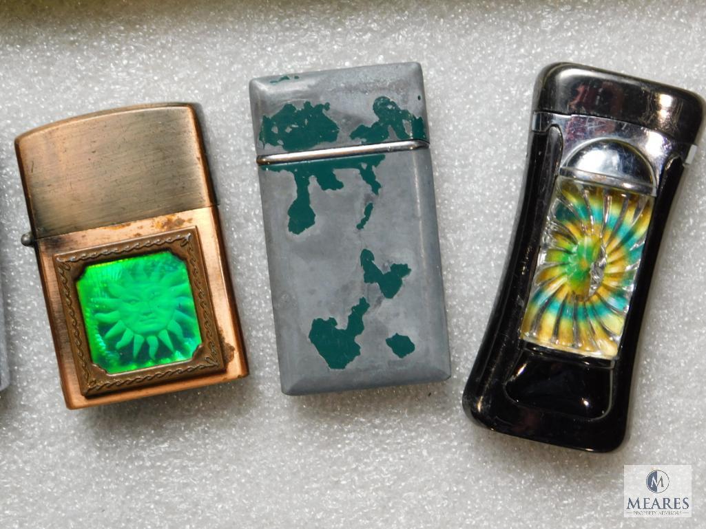 Lot 5 Collectible Refillable Lighters Zippo Style (None are Zippo Brand)