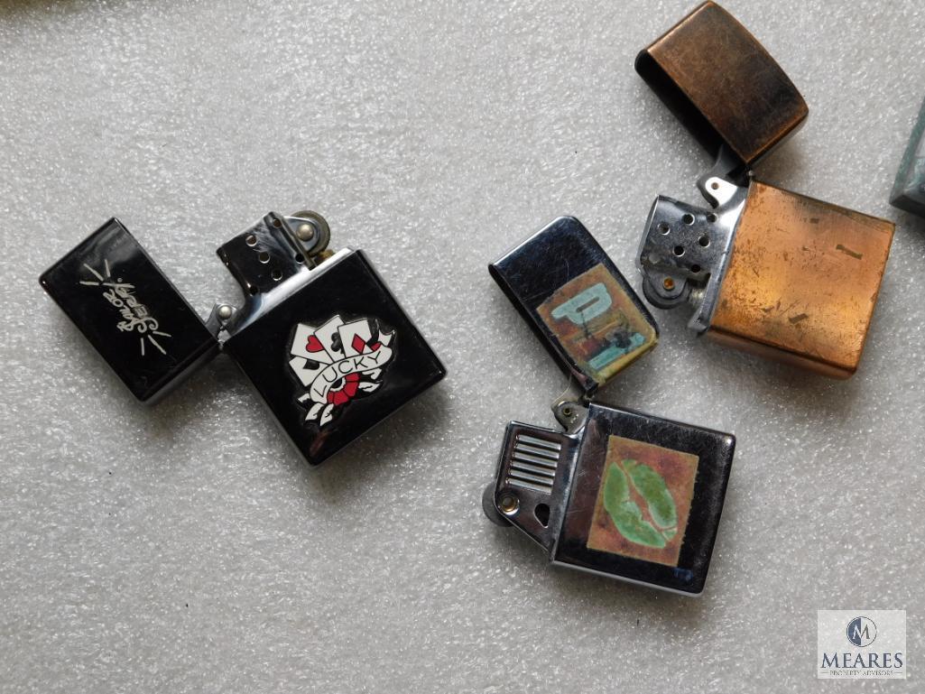 Lot 5 Collectible Refillable Lighters Zippo Style (None are Zippo Brand)