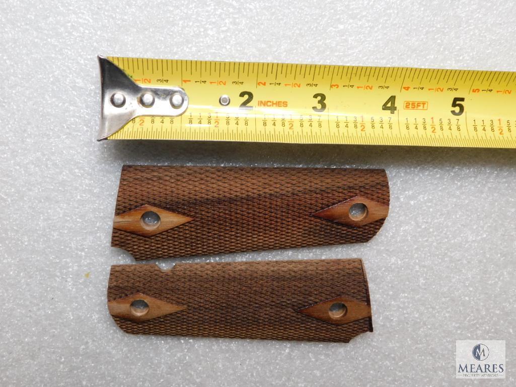 Wood Checkered Diamond Grips for Colt 1911 & Clones