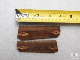 Wood Checkered Diamond Grips for Colt 1911 & Clones