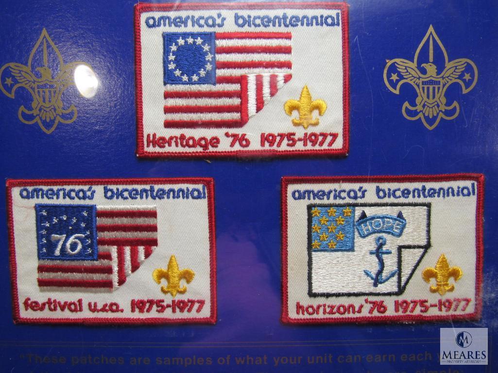 Lot 2 Framed Boy Scouts BSA Bicentennial Patches & Jamboree Collection Set
