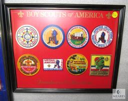 Lot 2 Framed Boy Scouts BSA Bicentennial Patches & Jamboree Collection Set