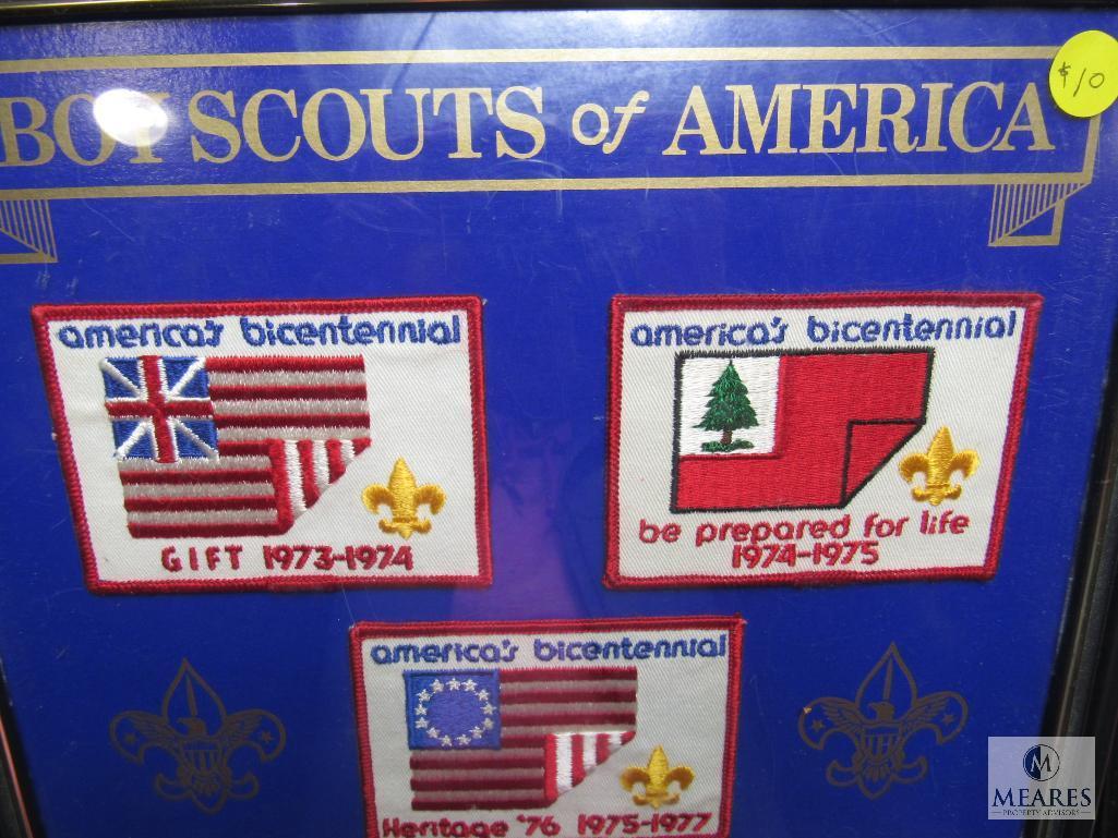 Lot 2 Framed Boy Scouts BSA Bicentennial Patches & Jamboree Collection Set