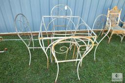 7 Piece Metal Patio Set Vintage Tables and 4 Chairs Frames only