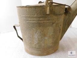 Vintage large Galvanized Watering Can with Wood Handle