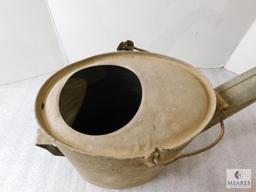 Vintage large Galvanized Watering Can with Wood Handle
