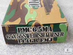 20 Rounds PMC 6.5 x 55 Swedish Ammo 144 Grain FMJ Bullets