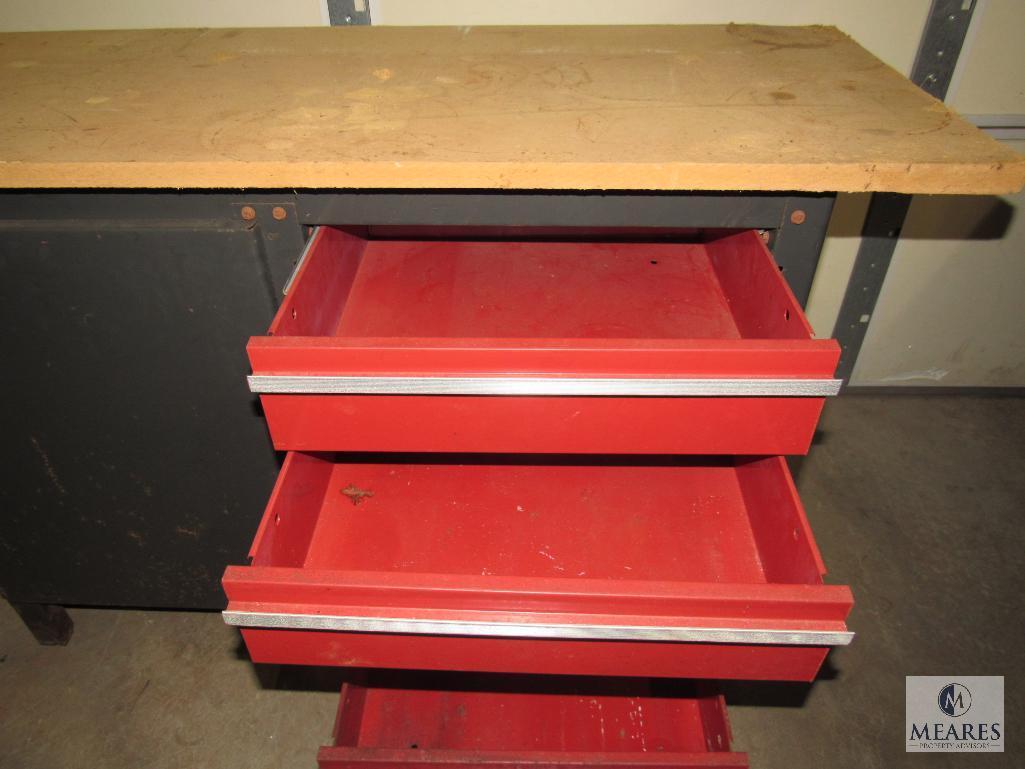 Tool Chest Bench Table 5 Drawer w/ Cabinet and Wood Table Top