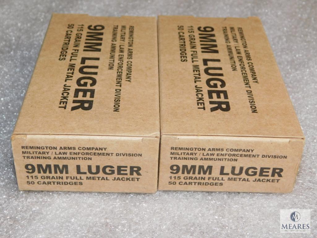 Lot 100 Rounds Remington 9mm Luger 115 Grain Ammunition