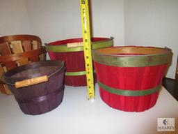 5 pc Lot Orchard / Fruit Gathering baskets 3 with handles