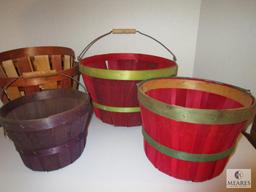 5 pc Lot Orchard / Fruit Gathering baskets 3 with handles