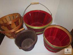 5 pc Lot Orchard / Fruit Gathering baskets 3 with handles