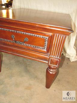 Wood Side Accent Table with White wash accent 1 Drawer