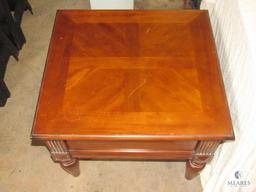 Wood Side Accent Table with White wash accent 1 Drawer
