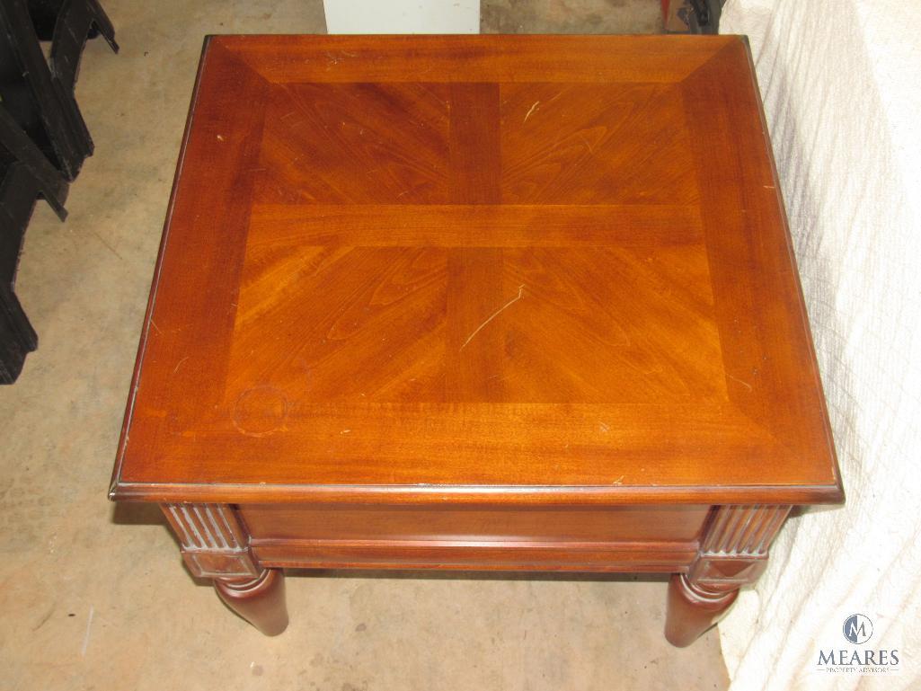 Wood Side Accent Table with White wash accent 1 Drawer
