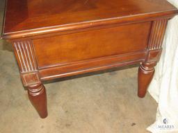 Wood Side Accent Table with White wash accent 1 Drawer