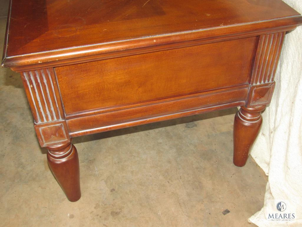 Wood Side Accent Table with White wash accent 1 Drawer