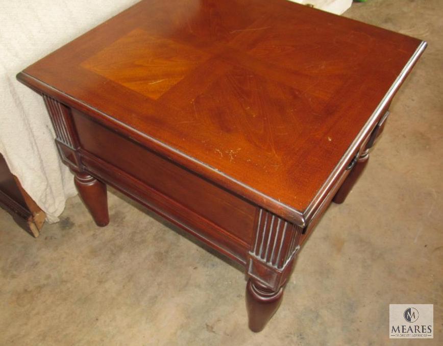 Wood Side Accent Table with White wash accent 1 Drawer