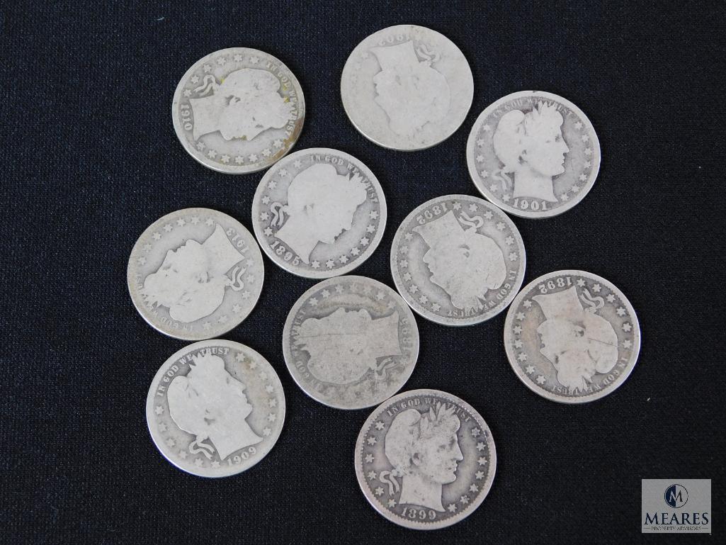 Mixed lot of (10) Barber quarters