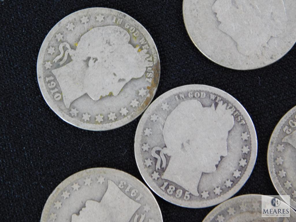 Mixed lot of (10) Barber quarters