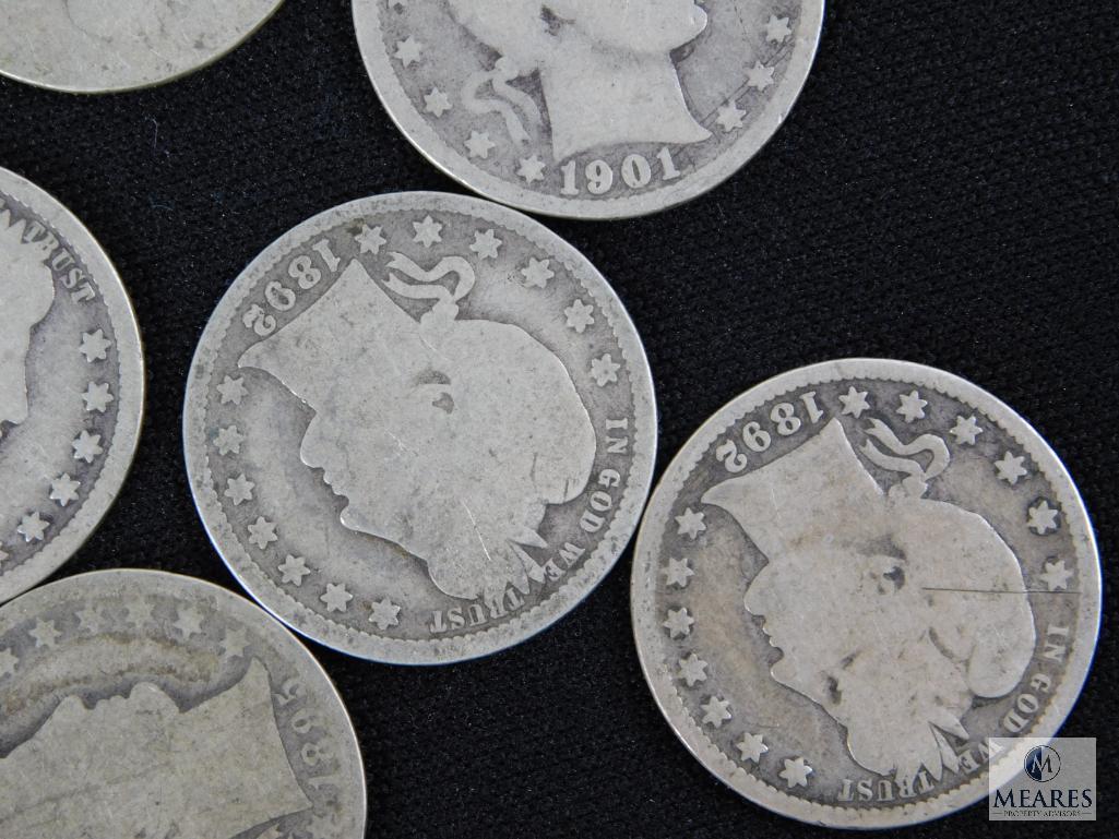 Mixed lot of (10) Barber quarters