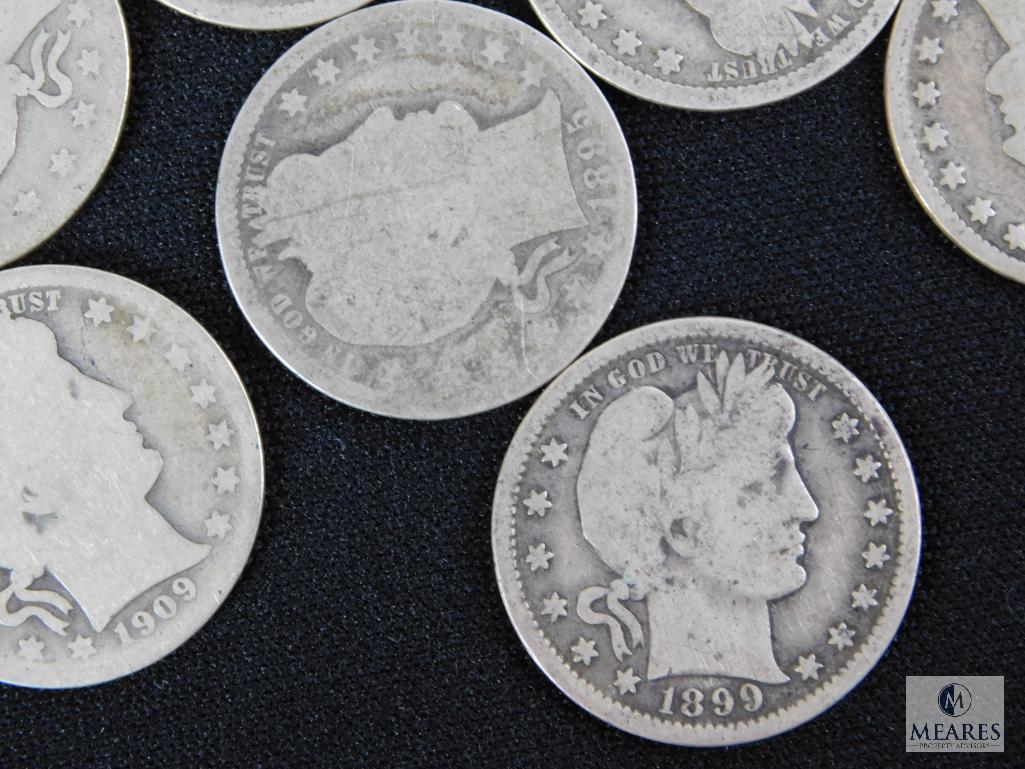 Mixed lot of (10) Barber quarters