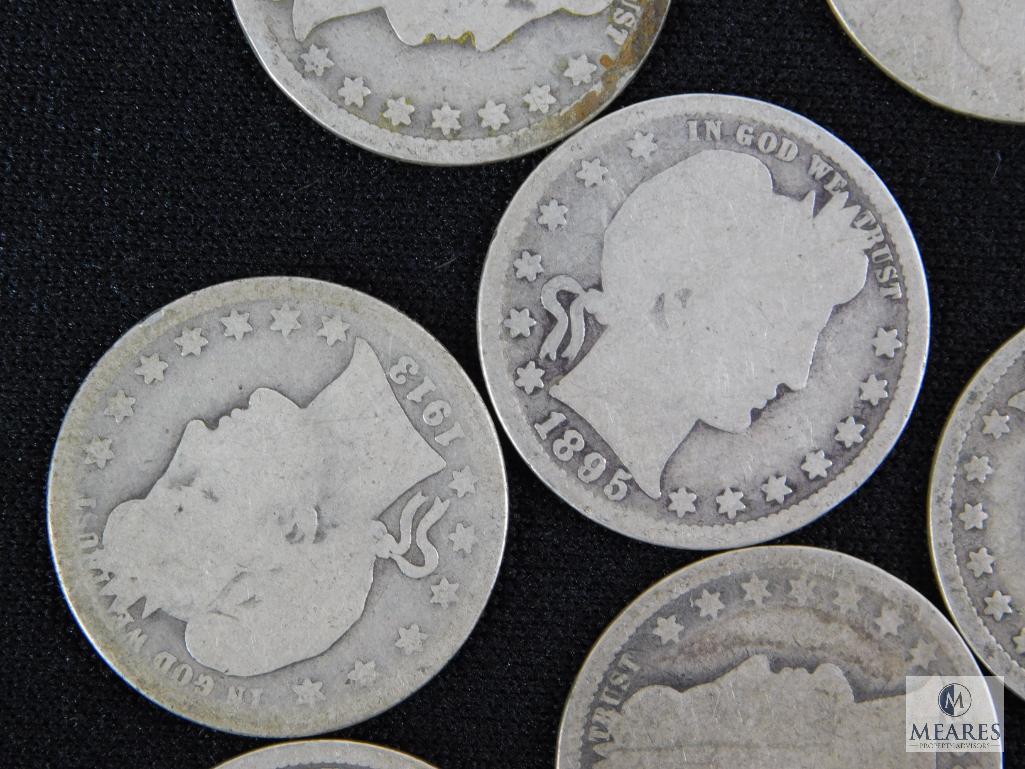 Mixed lot of (10) Barber quarters