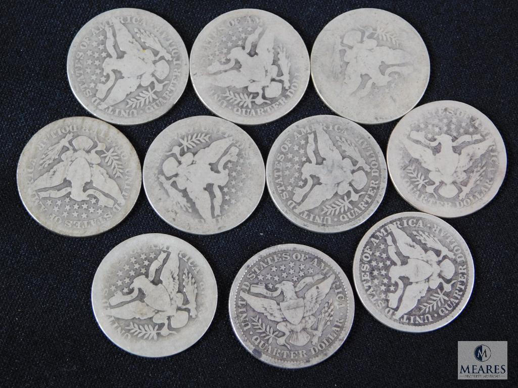 Mixed lot of (10) Barber quarters
