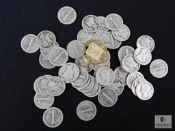 Group of mixed Mercury dimes