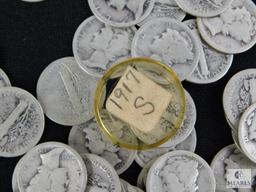 Group of mixed Mercury dimes