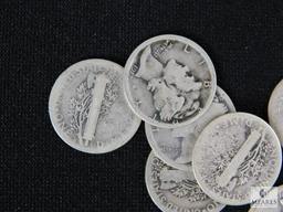 Group of mixed Mercury dimes