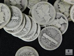 Group of mixed Mercury dimes
