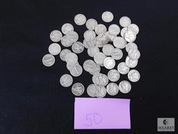 Group of (50) mixed Mercury dimes