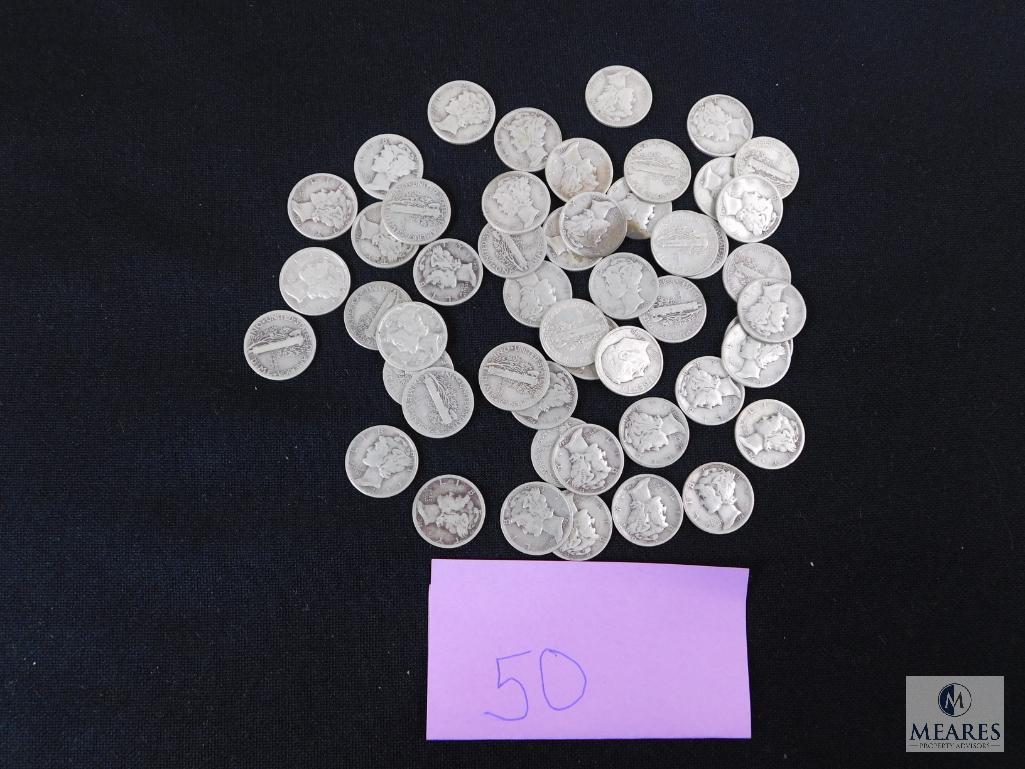 Group of (50) mixed Mercury dimes