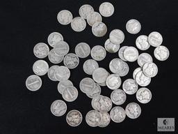 Group of (50) mixed Mercury dimes