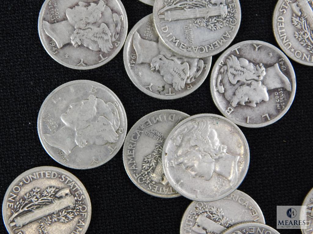 Group of (50) mixed Mercury dimes