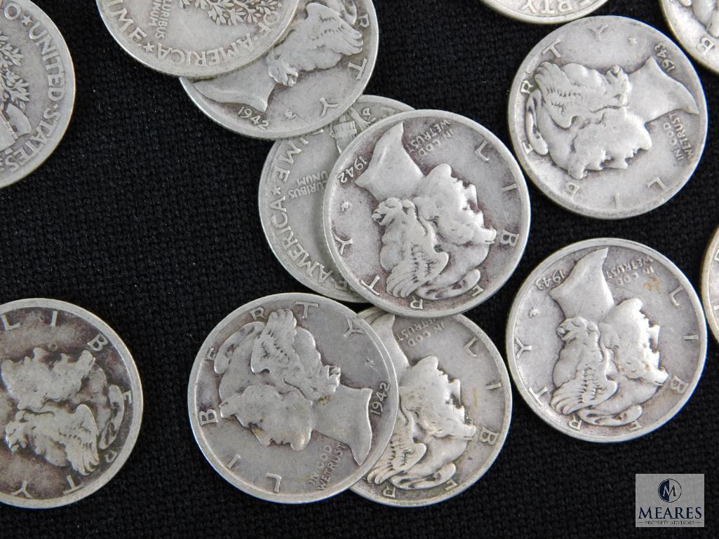 Group of (50) mixed Mercury dimes