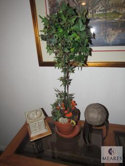 Oil Warmer, Artificial Tree Decoration, and Small Rock Decoration
