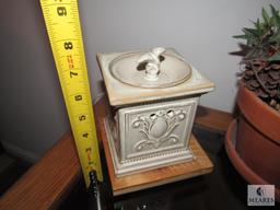 Oil Warmer, Artificial Tree Decoration, and Small Rock Decoration